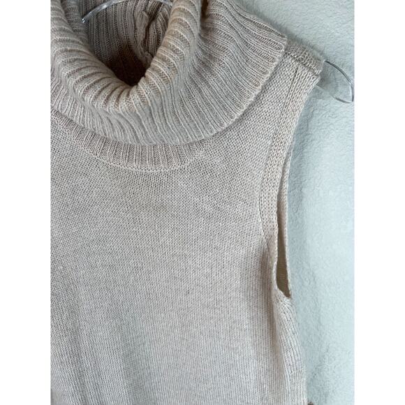 Saks Fifth Avenue Women Cowl Neck Open Side Tunic Sweater Vest Beige‎ S Capsule - Picture 3 of 16